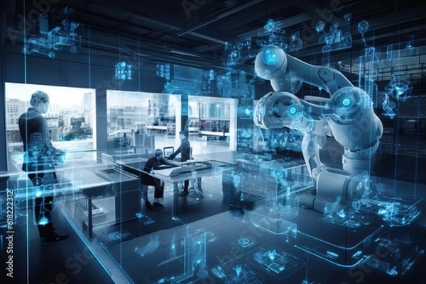 Obraz Generative AI Transforming Industries: transformative impact of an Exponential Enterprise AI Startup through a visually captivating commercial photograph. 