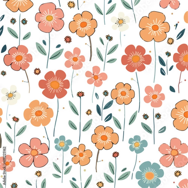 Fototapeta seamless pattern with flowers
