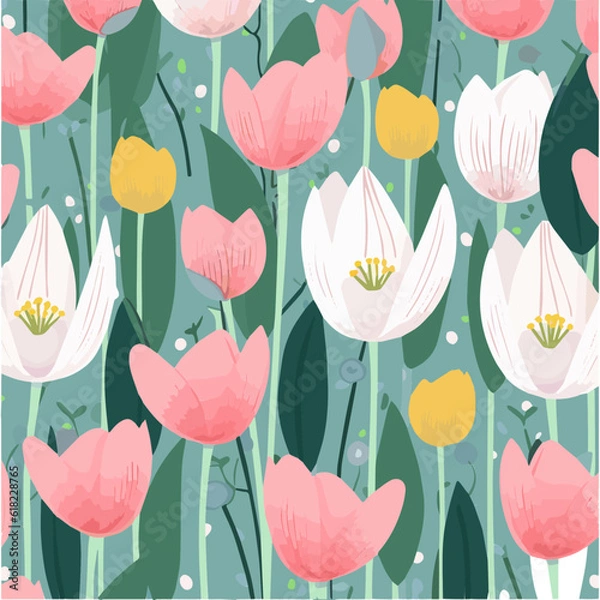 Fototapeta seamless pattern with tulips