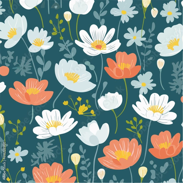 Fototapeta seamless floral pattern with flowers
