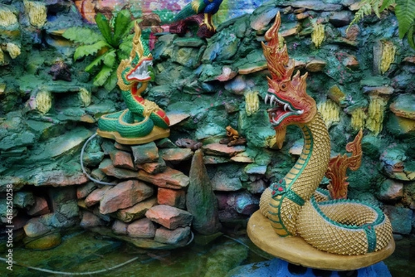 Fototapeta Naga statue which is the religious belief of Thailand.