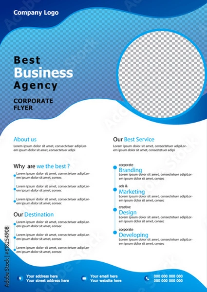 Obraz Modern and Creative Business Flyer design template with grandiant color. Vector illustration.