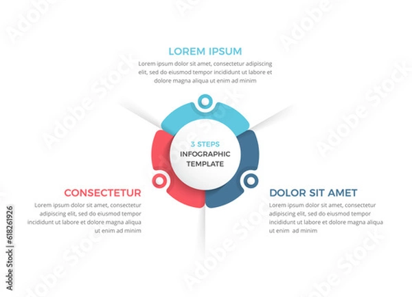 Fototapeta Circle diagram with 3 steps with place for your text, infographic template, vector eps10 illustration