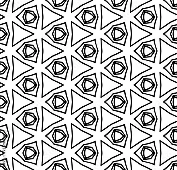 Fototapeta Black and white seamless pattern texture. Greyscale ornamental graphic design. Mosaic ornaments. Pattern template. Vector illustration. EPS10.