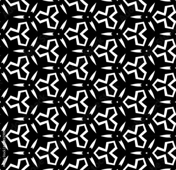 Fototapeta Black and white seamless pattern texture. Greyscale ornamental graphic design. Mosaic ornaments. Pattern template. Vector illustration. EPS10.