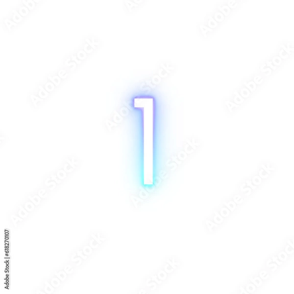 Fototapeta one number alphabet font gradient neon light 