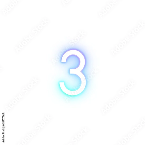 Obraz three number alphabet font gradient neon light