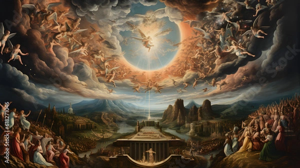 Obraz Renaissance-Inspired Ancient Style Painting of Heaven, Celestial Serenity Unveiled: Enchanting