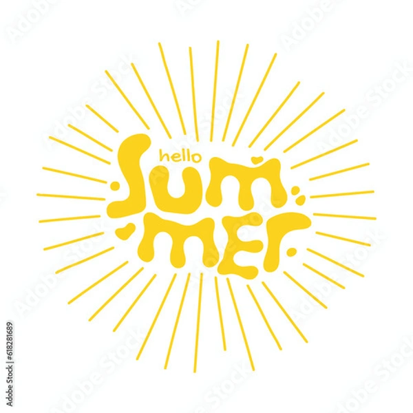 Fototapeta Lettering composition of Summer and abstract shape. Summer lettering. Vector Stock illustration stock illustration
