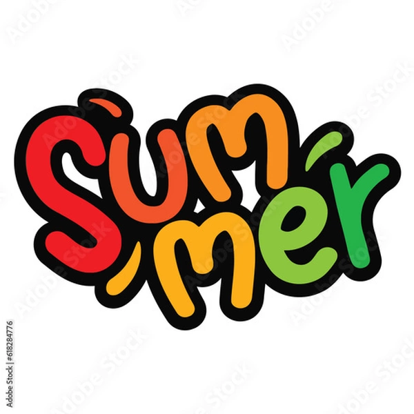 Fototapeta Lettering composition of Summer and abstract shape. Summer lettering. Vector Stock illustration stock illustration
