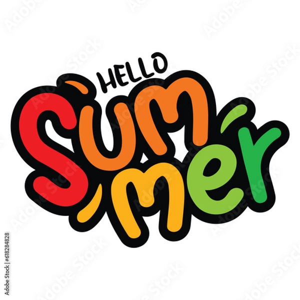 Fototapeta Lettering composition of Summer and abstract shape. Summer lettering. Vector Stock illustration stock illustration