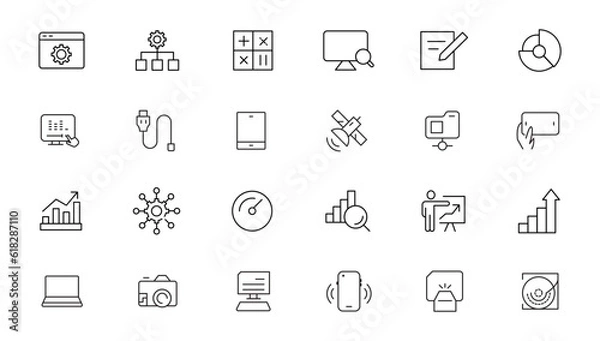 Fototapeta Office and Business Flat Line Icon set vector