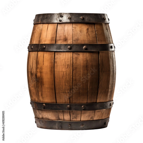 Fototapeta Old wooden barrel isolated - Generative AI