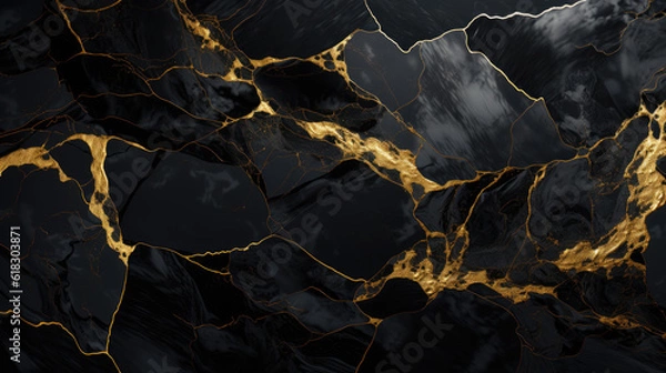 Obraz Marble black and gold background, hd luxury background