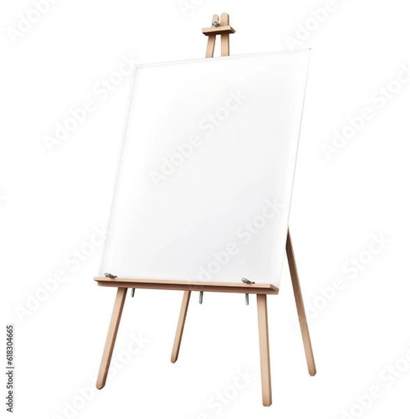 Fototapeta Whiteboard on easel, transparent background. Generative AI.