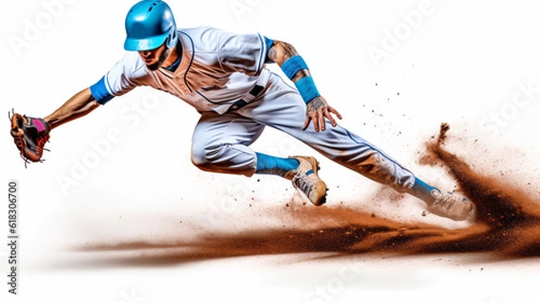 Fototapeta Professional baseball player in action on grand arena Generative AI