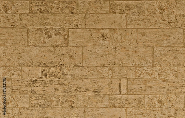 Obraz Weathered brown stone wall texture. background textures. 3d rendering