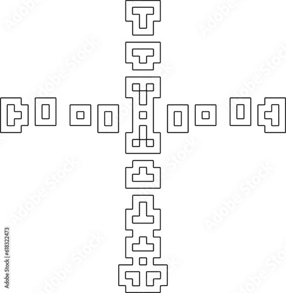 Obraz Cross with black and white geometrical patterns .  Line Art.