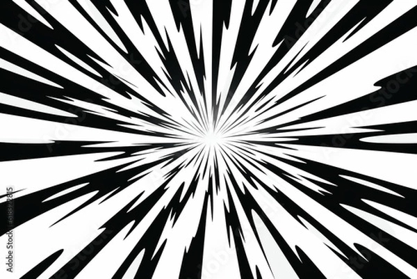 Fototapeta speed lines from center, manga style, vector, white background, Generative IA