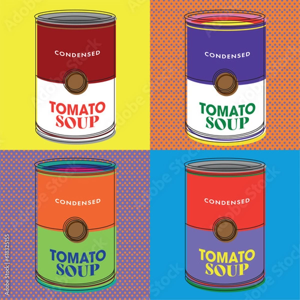 Fototapeta Set of different tomato soup pop art style comic Vector