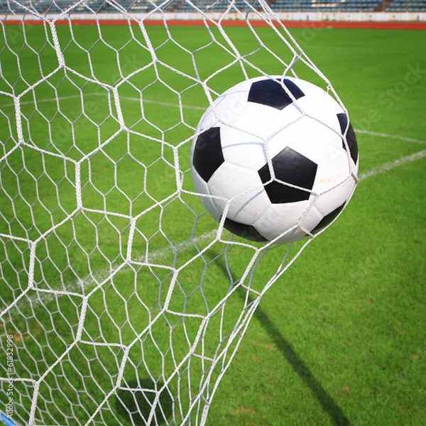 Fototapeta soccer ball in goal