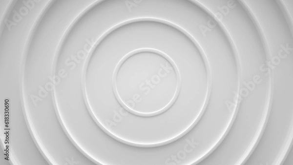 Fototapeta Wave from concentric circles, rings on the surface. Bright, milky radio wave abstract background.