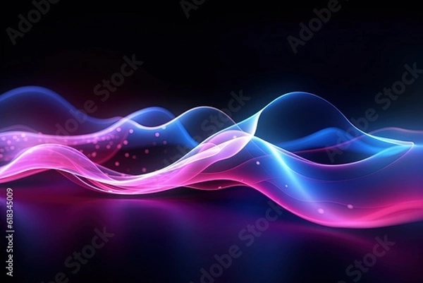 Fototapeta abstract futuristic background with pink blue glowing neon moving high speed wave lines and bokeh lights. Data transfer concept Fantastic wallpaper