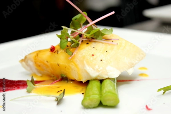 Obraz Snow Fish Steak with Orange Sauce