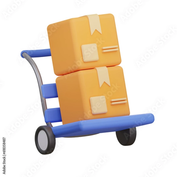 Fototapeta hand truck with boxes. 3d render.