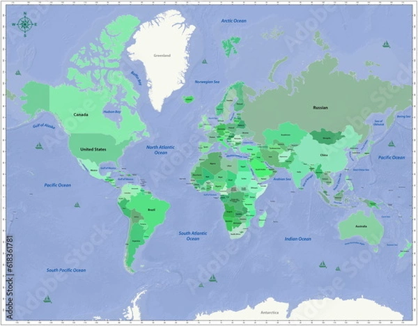 Fototapeta World Country Map (JPEG)