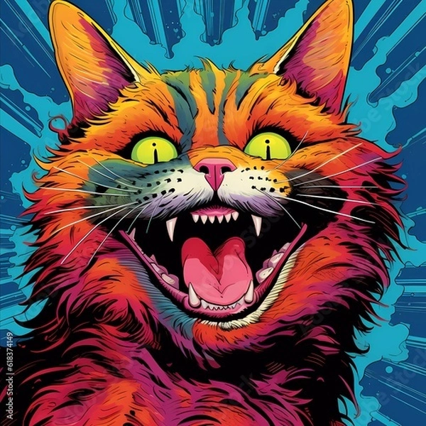 Fototapeta All About Cat Illustrations. Cartoon style characters Design. Cute animal cat. Drawing Painting. Storybook Characters. Digital artwork. Game character. Comic character. Generative AI.