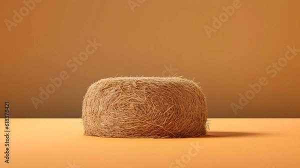 Fototapeta hay stack studio photography isolated simple minimalist copy space generative ai