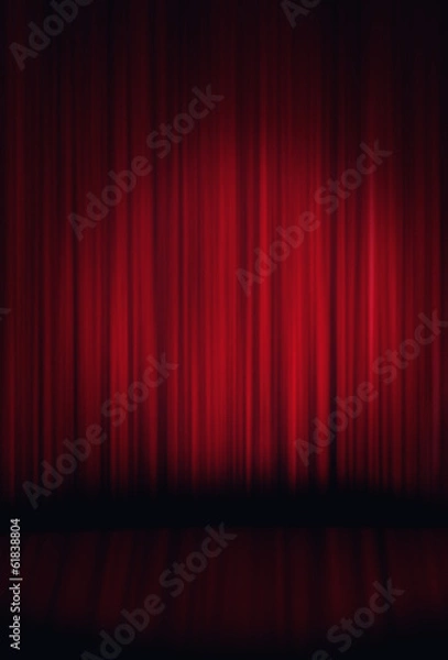 Obraz Spotlight on red stage curtain