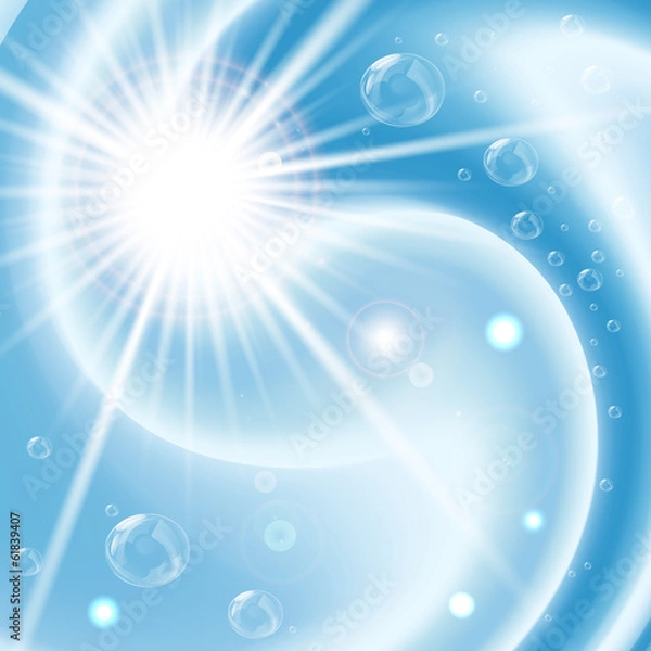 Obraz Blue vortex background with bubbles and flare
