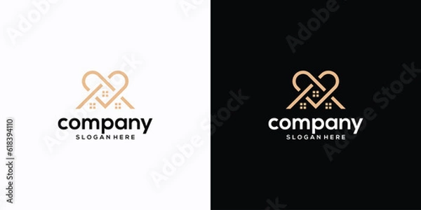 Fototapeta Free vector heart logo design, vector minimal style