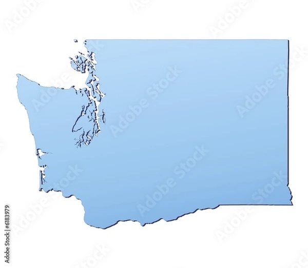 Obraz Washington(USA) map filled with light blue gradient