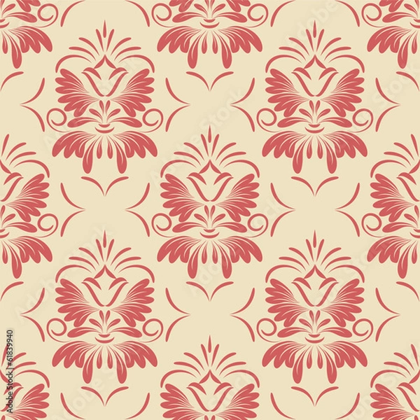 Fototapeta vector seamless backdrop. damask pattern. flower wallpaper