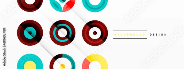 Fototapeta Colorful circles in a grid composition abstract background. Design for wallpaper, banner, background, landing page, wall art, invitation, prints, posters