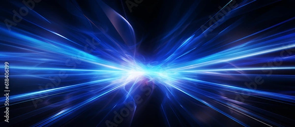Fototapeta Vector Abstract, science, futuristic, energy technology concept. Digital image of light rays, stripes lines with blue light background
