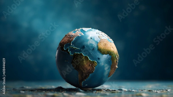 Fototapeta earth globe 3d with blue background studio