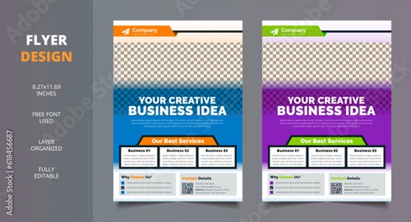 Fototapeta Creative Layout corporate trendy business flyer template modern advertising magazine poster flyer a4 print design editable