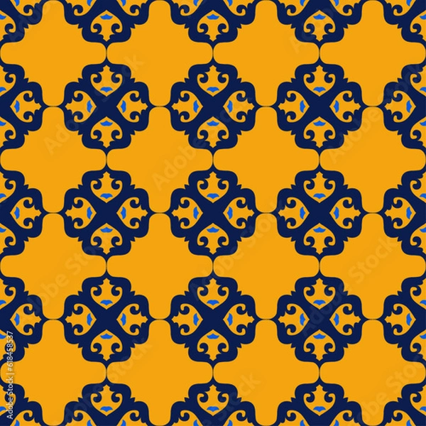 Obraz Seamless Asian pattern of the nomads of Central Asia and Kazakhstan, Kyrgyzstan. Nomadic ethnic stamp style. Asian ornaments.