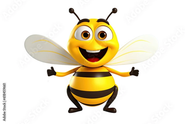 Obraz Funny bee on a transparent background.