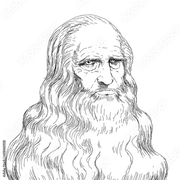 Fototapeta Realistic illustration of the painter and inventor Leonardo Da Vinci