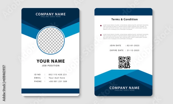 Fototapeta Modern ID card design template. Corporate identity card design. Professional employee id card. Vector