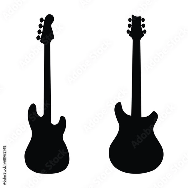 Obraz Set of guitars on white background. Vector silhouette of electric guitars. Guitar icons. Vector illustration