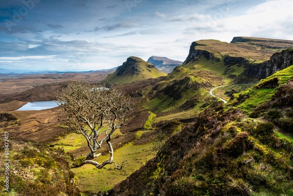 Fototapeta Beautiful panorama view of Quiraing, Scotland, Isle of Skye