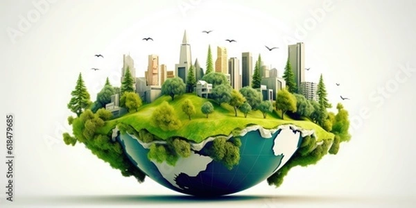 Fototapeta ESG. Green energy, Sustainable industry. Ecological sustainability. Environmental, Social, and Corporate Governance concept. Generative AI.
