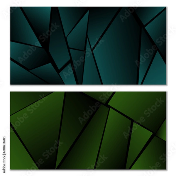Fototapeta Abstract polygonal pattern. Set of two dark gradient polygonal backgrounds. Background design, cover, postcard, banner, wallpaper