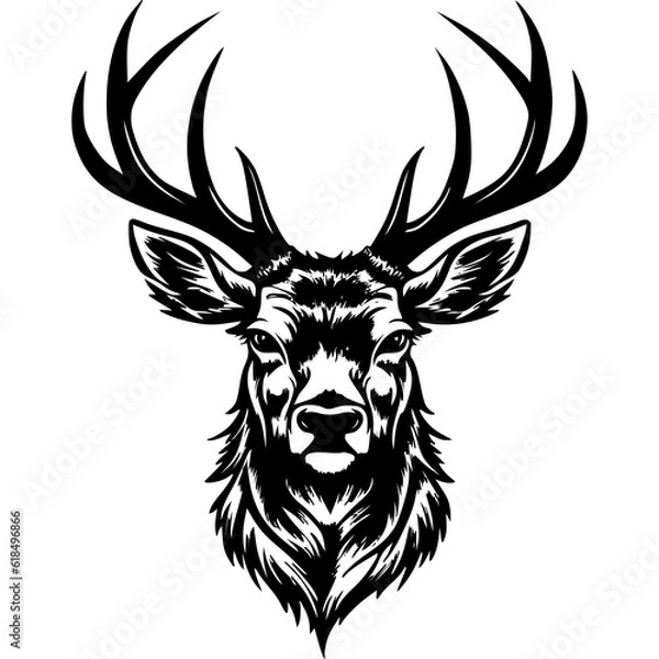 Obraz Deer Hand drawn Head Vector Illustration